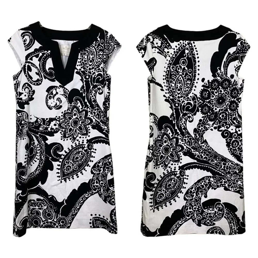 Kate Spade New York Heleen Black Multi Paisley Print Shift Dress Size 6